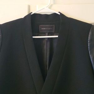 BcbgMaxazria Abree Ponte Leather Drape Jacket med